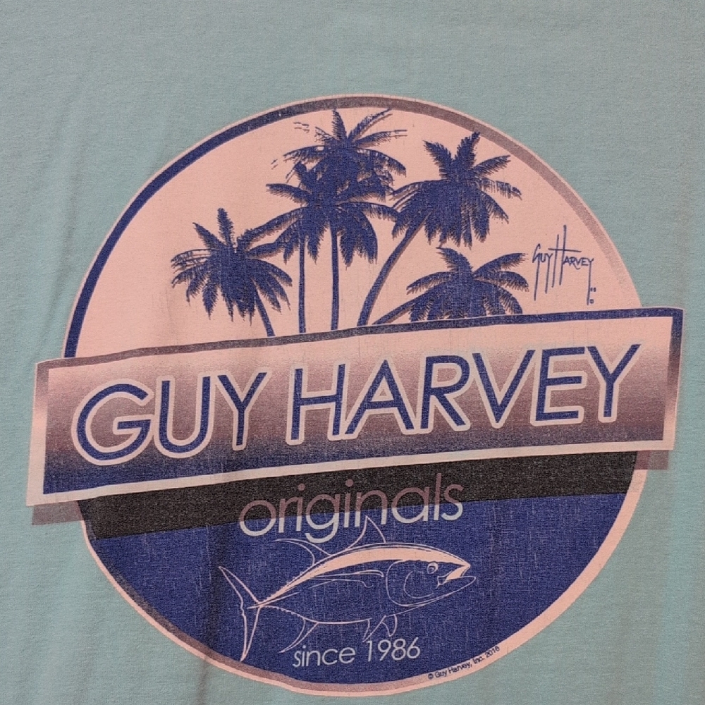 Guy Harvey Teal and Navy Graphic Tee